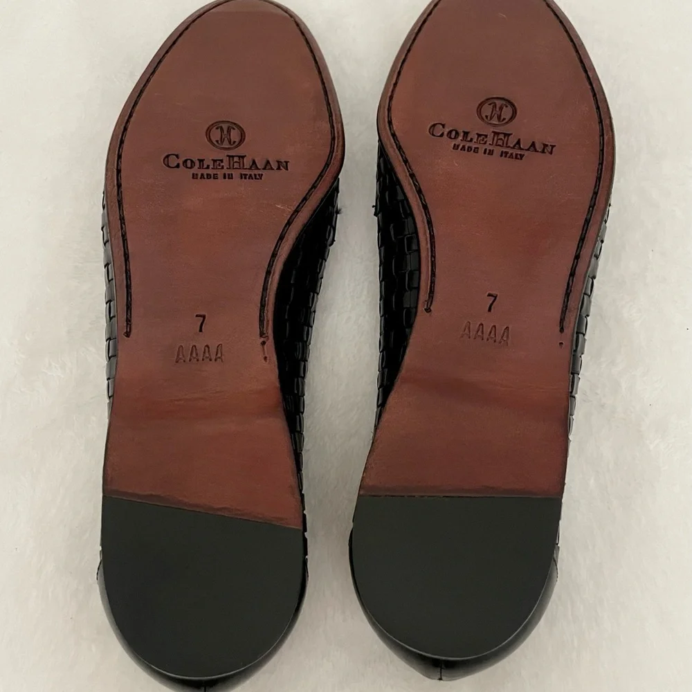 Cole Haan Black Woven Tassel Leather Loafers - Picture 2 of 5